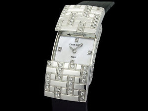Auth LEONHATOT Zeria diamond A0001A1B50 K18WG Quartz Lady's Watch(S A47739)