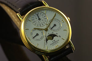 UHR CLAUDE MEYLAN Automatik Herrenuhr aus 750er/18k Gold m. ewigem Kalender 5005