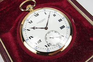 Vintage ULYSSE & NARDIN pocket watch, 18 kts gold, box & papers, 1929, MINT !!