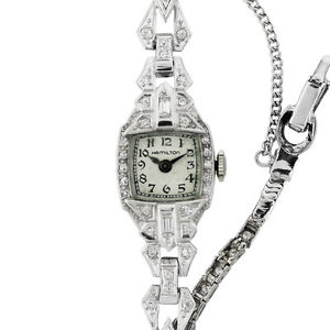 Vintage Hamilton Platinum Ladies Diamond Watch