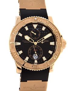 NEW Ulysse Nardin Maxi Marine Diver Chronometer 18k Rose Gold Watch 266-33-3A/92