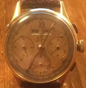 Nimer Chrono Tricompax, Day-Date-Month, Gold 18 Kt, 1948, Vintage on old4you.com