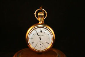 Illinois Pocket Watch 1912 Sangamo Mdl 5 Solid 14k Gold Hinge Case 16s 23j Getty