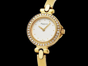 Auth Pequignet Diamond Bezel K18YG Quartz Lady's Bangle Watch(S A47717)