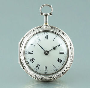 5,6 Oz John Pepys London 1774 verge fusee ¼ repeater pocket watch Silber