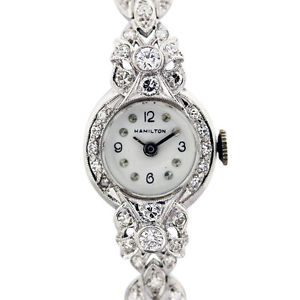 14k White Gold Diamond Hamilton Ladies Watch