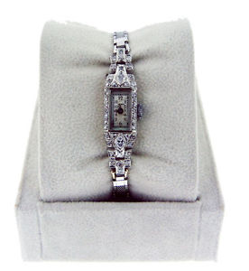 Helbros Platinum Diamond Vintage Ladies Watch