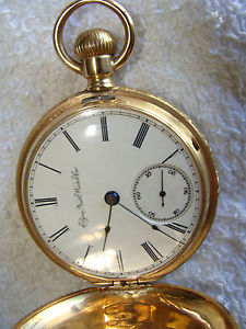 Elgin 14k Solid Gold 18 Size Multi Colored Hunter Case Pocket Watch