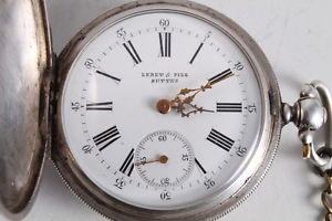 Antique Old Lebet & Fils Buttes Silver 84 Full Hunter Key Winding Pocket Watch.