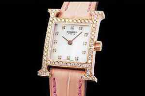Auth HERMES HH1.171 Genuine Diamond 2005th K18PG Quartz Lady's H Watch(S Z4903)