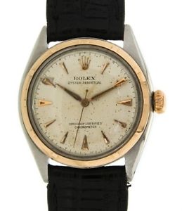 OYSTER PERPETUAL OVETTONE BUBBLE BACK YELLOW GOLD STEEL 34MM