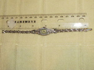 14k gold -platinum -diamond hamilton ladies art deco wristwatch 20 grams