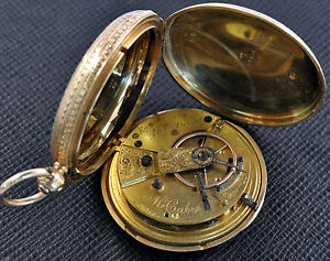 James McCabe - Extremely Rare 19th Century Hunter 18k Gold Fusee Pocket Watch
