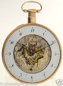 FIGURENAUTOMAT MIT VIERTELREPETITION - TEILSKELLETIERTE TASCHENUHR IN 18ct GOLD