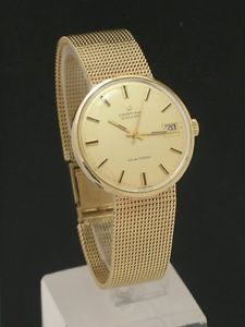 STUNNING SOLID 9CT GOLD VINTAGE CERTINA BLUE RIBBON AUTOMATIC DATE MENS WATCH