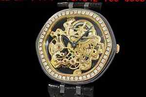Auth SARCAR skeleton diamond bezel YG/SS Hand-Winding Men's Watch(S A1873)