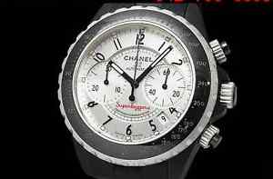 Auth CHANEL J12 Super Rejjera H2039 Black Ceramic Auto Men's Watch(S A0645)