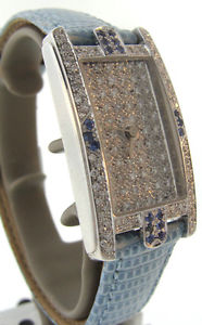 Sonia B Watch - Solid 18k White Gold & Approx 1.5 Carats Diamonds and Sapphires