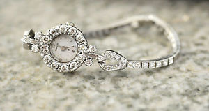 Hamilton 14K white gold & 3.48 cts. diamond quartz watch