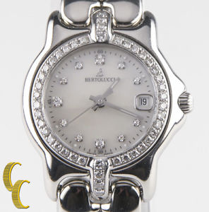 Bertolucci Stainless Steel Women's Quartz Watch MOP Dial w/ Diamonds 083 41A