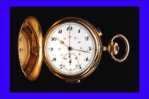 Antique Quarter-Repeater and Chronograph 18K Solid Gold Pocket Watch.