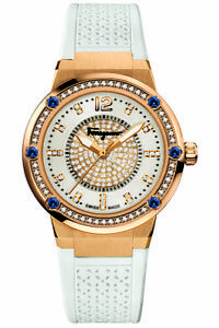 Ferragamo Women's FIG110015 F-80 Precious Diamond Gold IP White Rubber Watch