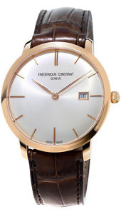 Frederique Constant Mens FC306V4S9 Slim Line 18K Rose Gold Swiss Automatic Watch