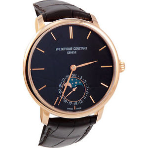 Frederique Constant Mens FC705C4S9 Slim Line 18K Rose Gold Swiss Automatic Watch