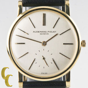 Audemars Piguet 18k Yellow Gold Automatic Watch w/ Black Leather Band Mov #65237