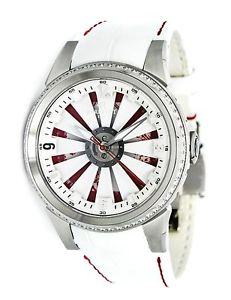 Perrelet Turbine Acier Diamant Cadran Blanc Montre Bracelet Automatique A4038/1