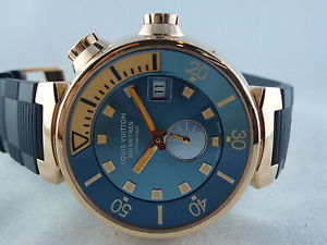 Louis Vuitton Gents 44mm Tambour Diver Watch 18K Rose Gold Q103E 300m Limited