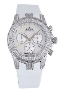 Edox Women's 10404 3D NAD Grand Ocean Mother of Pearl Diamond Chronograph Watch