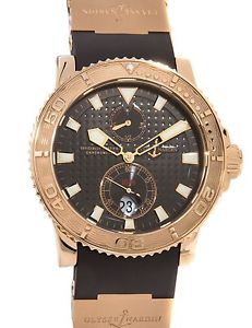 NEW Ulysse Nardin Maxi Marine Diver 18k Rose Gold Auto Strap Watch 266-33-3A/925