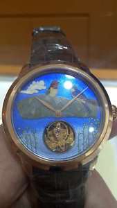 Beijing Wristwatch Handwind  Cloisonne Enamel Dial Man 18K Gold Tourbillon