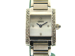 0.75 CT diamond Geneve wrist watch 14K white gold