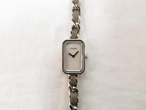 Auth CHANEL Steel Leather Premiere Watch Quartz Ladies Waist Watch