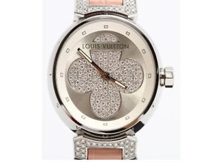Authentic LOUIS VUITTON Tambour Forever　Diamond Ladys Watch Q131P Ultra Rare