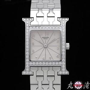 HERMES Hermes H watch Ivory Dial Diamond Bezel Ladies Qz