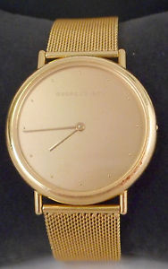 Vintage Georg Jensen 18K gold Koppel wristwatch w/18K mesh band, boxes & giftbag