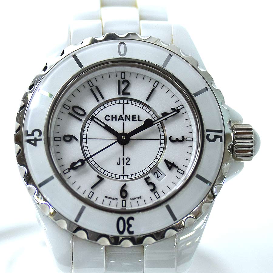 Auth CHANEL Sport Watch J12 Quartz Watch White Ceramic H0968 - 31534