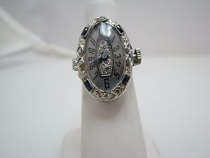 Vintage Unique 1930s Ebel W. Co. Ring Watch/ 20k White Gold