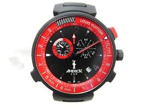 Auth LOUIS VUITTON Rubber Tambour Chrono Mens Watch Q101AO