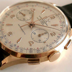 CHRONOGRAPH BRITIX 18K PINK GOLD OVERSIZE 38,5 MM SPLENDID VINTAGE. LIKE NEW
