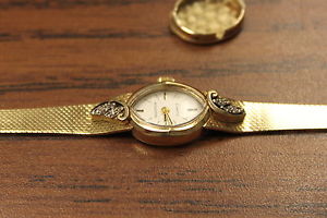 14K GOLD & DIAMOND BULOVA PO ACCUTRON LADIES WRIST WATCH WORKING
