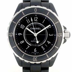 Auth CHANEL J12 Black Ceramic Men's Automatic box&warranty H0956 137502