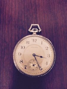 14K White  Gold Howard Pocket Watch