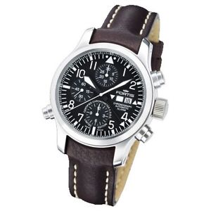 Fortis Herrenuhr Aviation B-42 Flieger Chronograph Alarm Automatik 657.10.11 L16