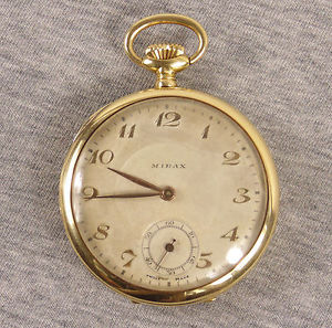 RARE ANTIQUE ''MIRAX'' SWISS MADE SOLID 18K 750 ROSE GOLD POCKET WATCH WORKS
