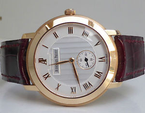 AUDEMARS PIGUET JULES AUDEMARS SOLID 18k YELLOW GOLD WHITE ROMAN DIAL LEATHER