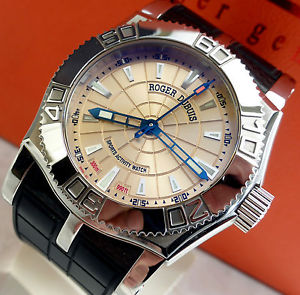 HUGE 46mm ROGER DUBUIS EASY DIVER AUTOMATIC GOLDEN DIAL MEN'S WATCH, excellent.